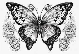 Butterfly with hearts, Layla Jones and 4ever and always designed in the wings tattoo idea