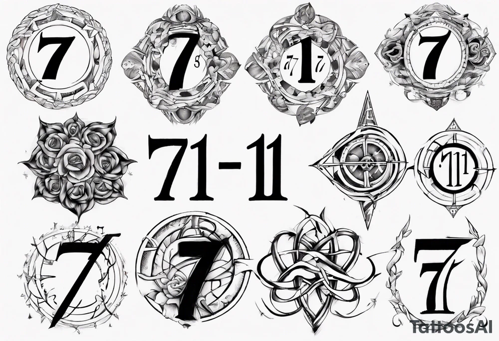 Tattoo involving the number 7, 11 and the infinite symbol tattoo idea