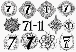 Tattoo involving the number 7, 11 and the infinite symbol tattoo idea