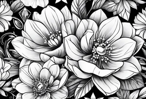 Big diamonds and flowers more diamonds tattoo idea