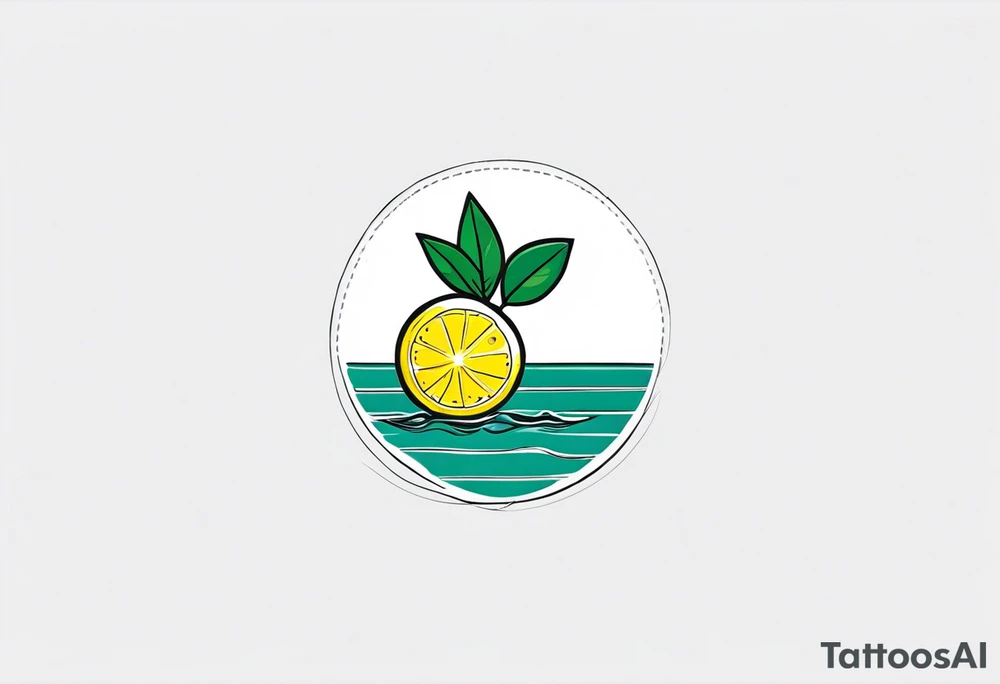 A lemon-Buoy with a leaf-flag on the ocean tattoo idea