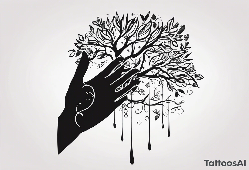 tree in the shape of a hand tattoo idea