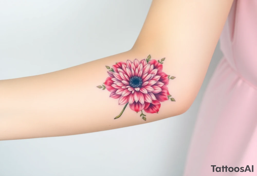 Chrysanthemum, peony, and larkspur. tattoo idea