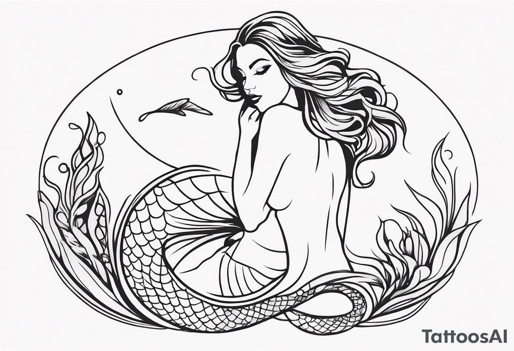 create a sketch of a minimalist mermaid tattoo tattoo idea