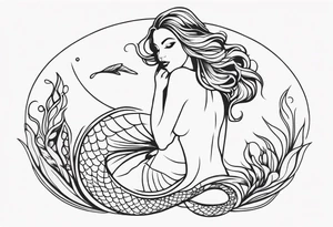 create a sketch of a minimalist mermaid tattoo tattoo idea