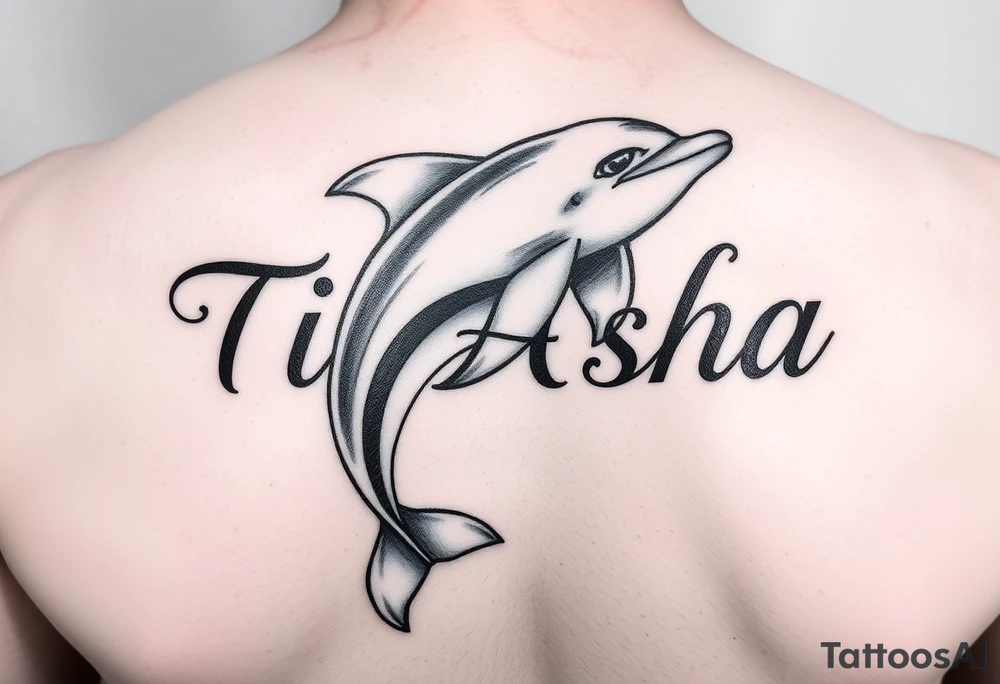 The name Ti'Asha with a dolphin for my mom favorite animal tattoo idea
