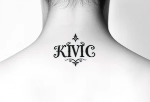 my daughters initials small neck tattoo :KMC tattoo idea