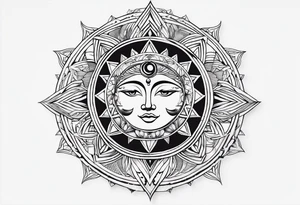 sun and moon sacred geometry tattoo idea