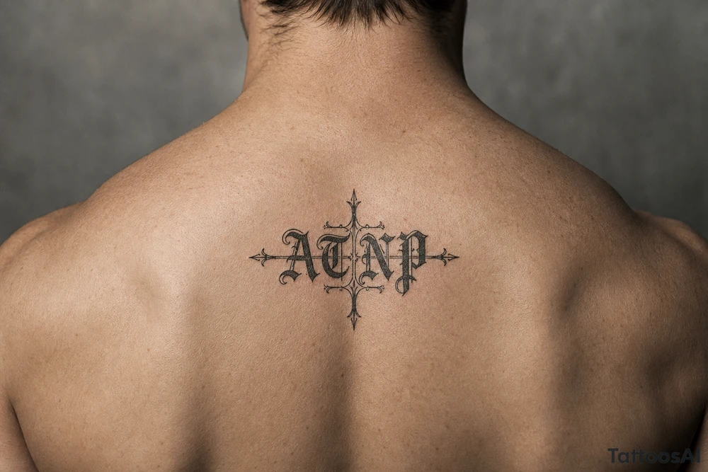 Atnp in old English calligraphy tattoo idea
