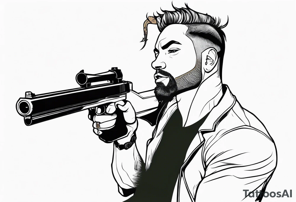 capricorn man with gun tattoo idea