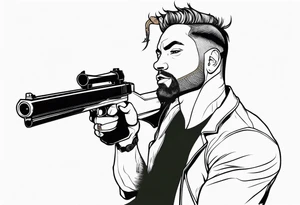 capricorn man with gun tattoo idea