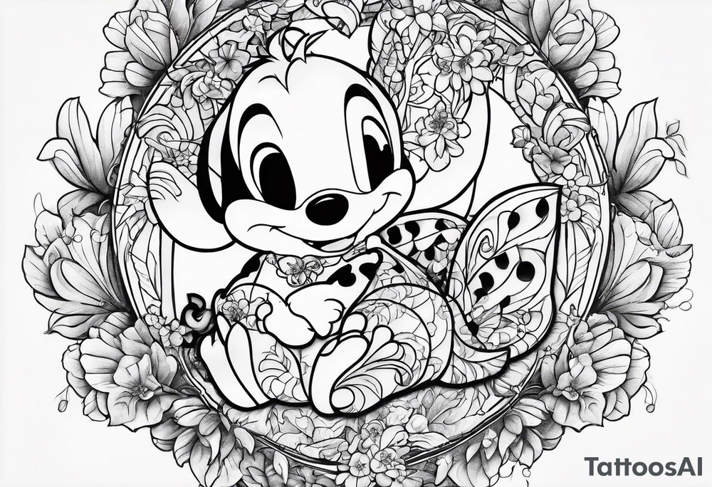 Stitch from Disney falling in love tattoo idea