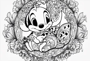 Stitch from Disney falling in love tattoo idea