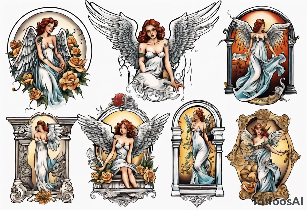 Angel on a balcony tattoo idea