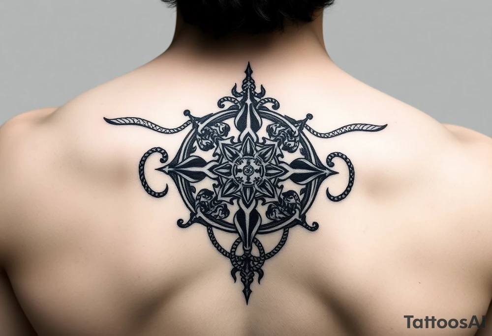 Powerful complex Tattoo, including every Symbol of the 12 Green gods and some Parts of Celtic rope work. tattoo idea