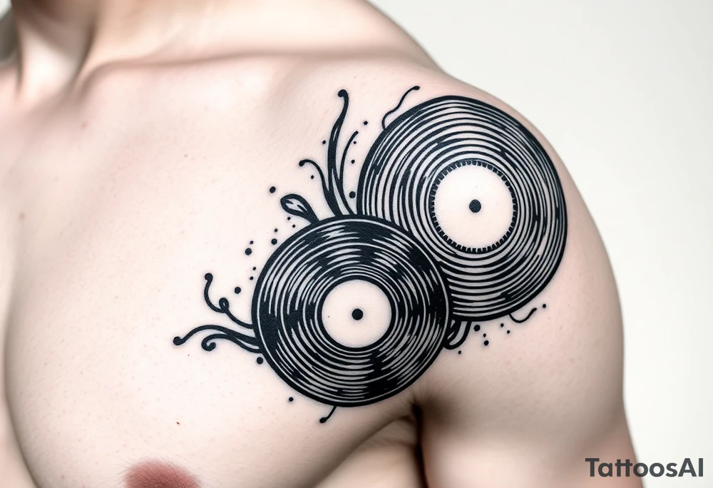 vinyl records as an expression of love for house music tattoo idea