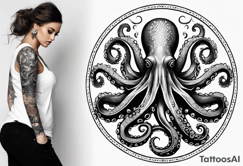 Octopus around lower leg tattoo idea