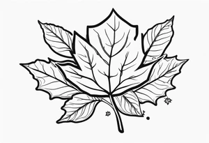 a maple leaf and Tudor rose in the forefront with a vertical rectangle on the left side in the background tattoo idea