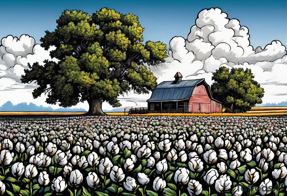 Cotton fields in Monette, Arkansas tattoo idea