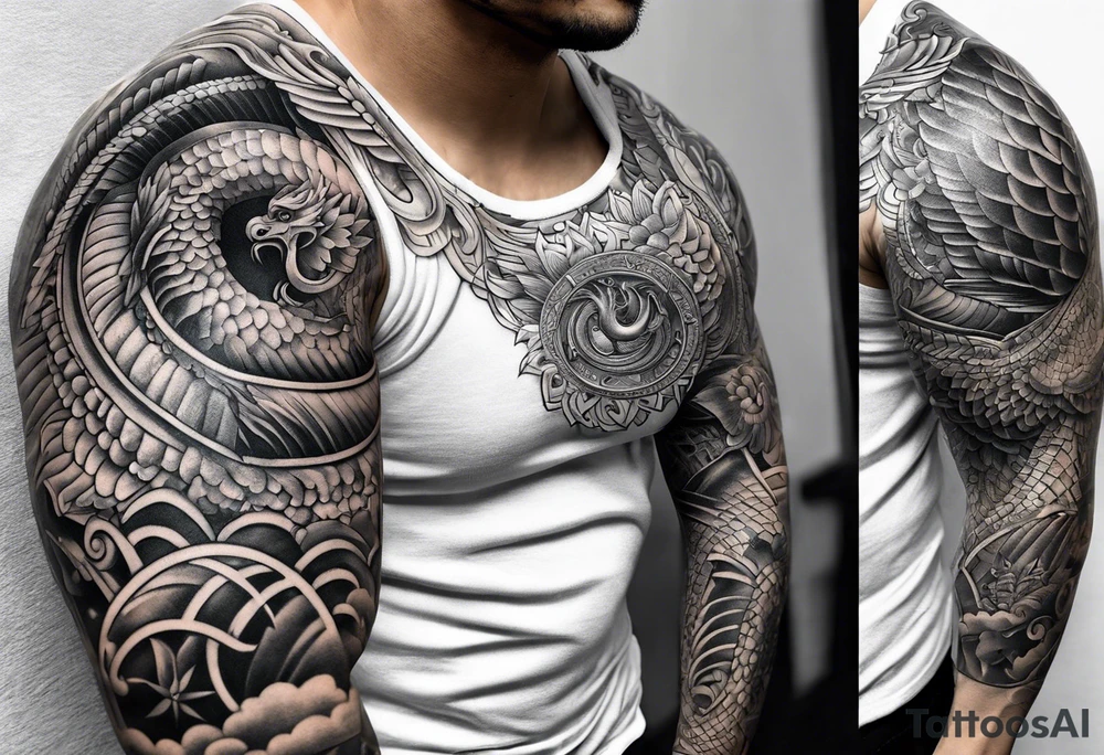 quetzalcoatl sleeve tattoo idea