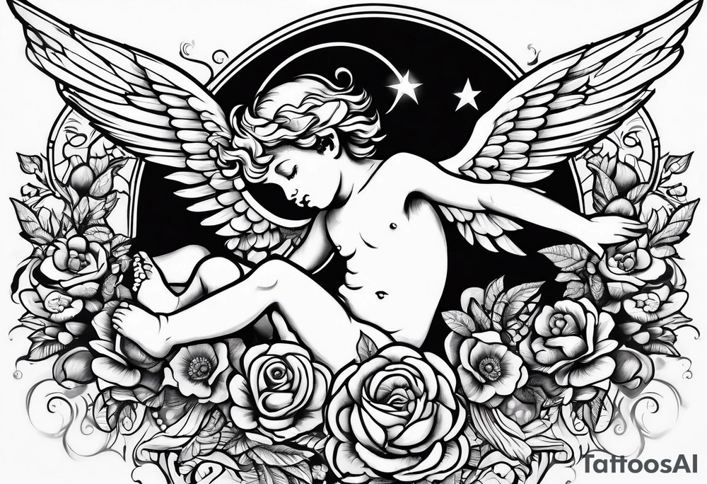 Cherub flying tattoo idea