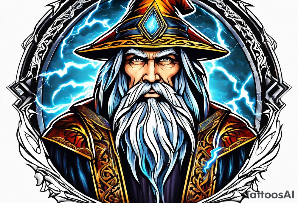 wizard with lightning tattoo idea