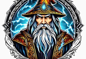 wizard with lightning tattoo idea