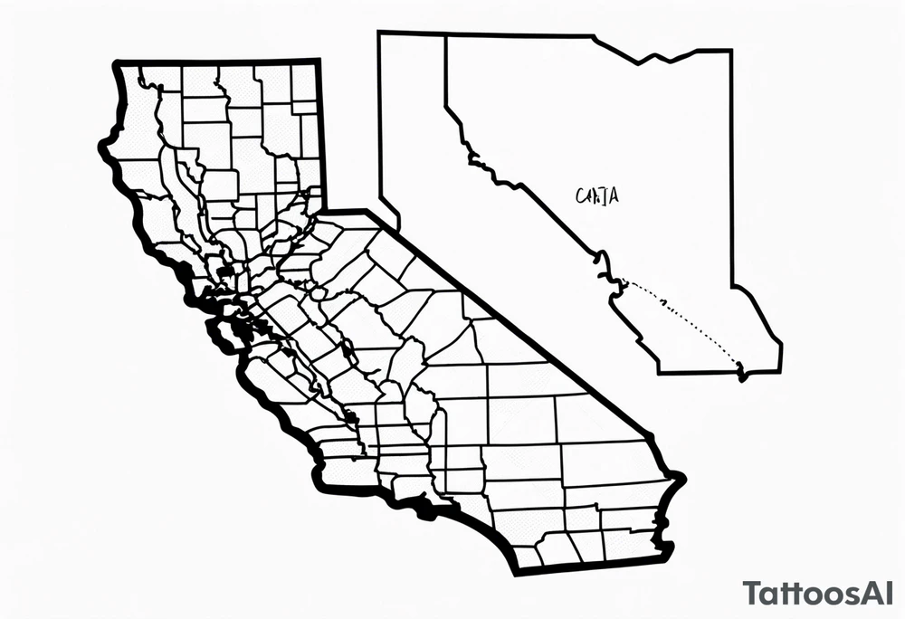 Roadtrip trough California on a Map tattoo idea