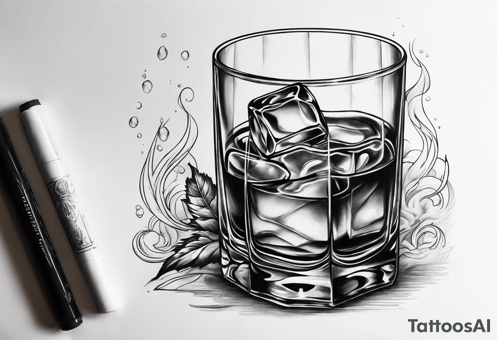 whiskey with smoke coming out of glass tattoo idea
