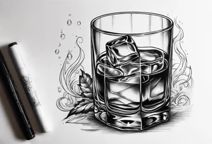 whiskey with smoke coming out of glass tattoo idea