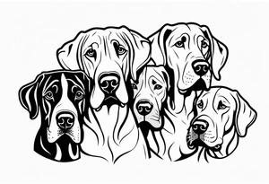4 Great Dane heads together tattoo idea