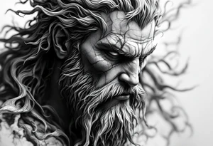 Hades stone portrait Greek mythology tattoo idea