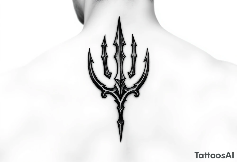 realistic 3d trident tattoo idea