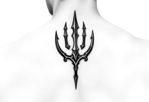 realistic 3d trident tattoo idea