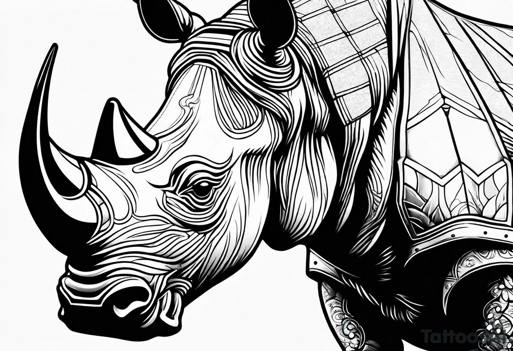 rhino smoking cigarette tattoo idea