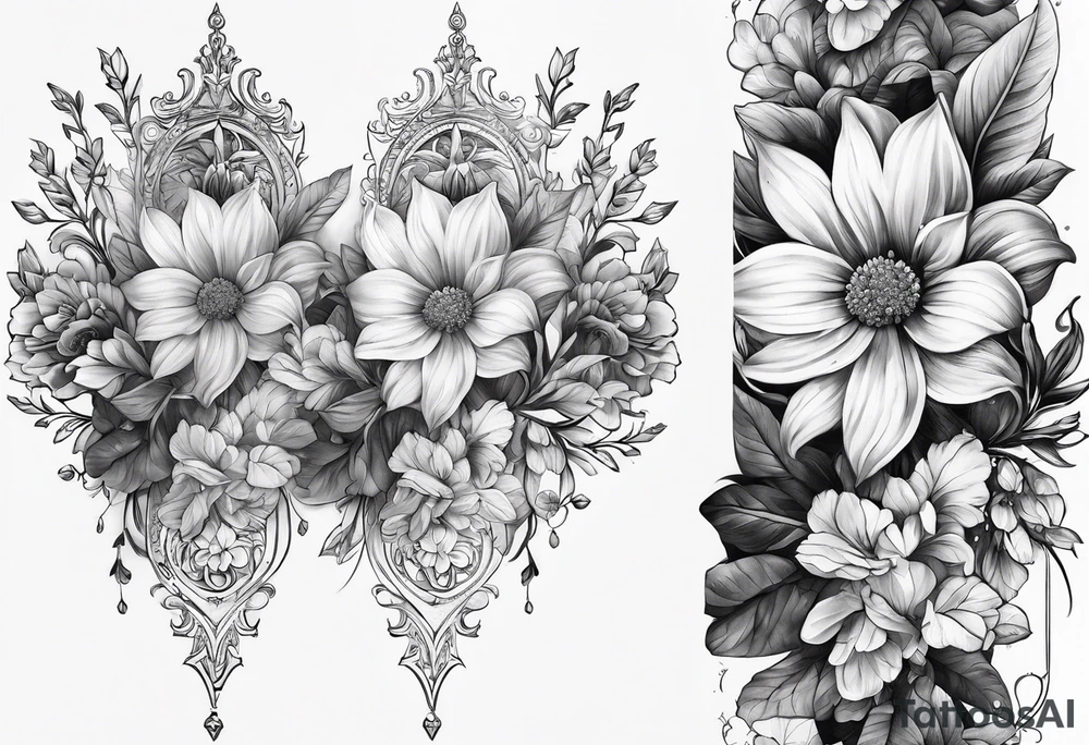 Floral Space Spine Tattoo tattoo idea