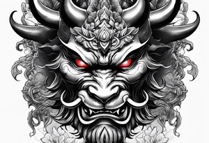 Oni Mask with a dragon wrapped around the outside tattoo idea