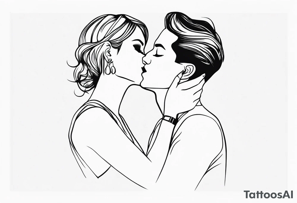 Two person kiss tattoo idea
