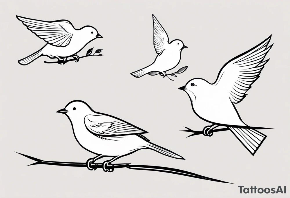 Four little birds... two of them are flying tattoo idea