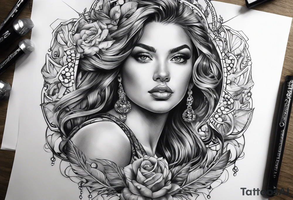 Bussola,3 perle, temporale, catena spezzata tattoo idea