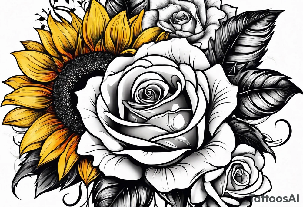 flower rose , sunflower, animal tattoo idea