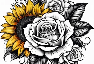 flower rose , sunflower, animal tattoo idea