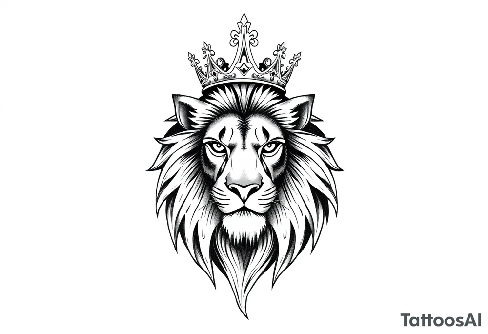 lion with crown tattoo idea