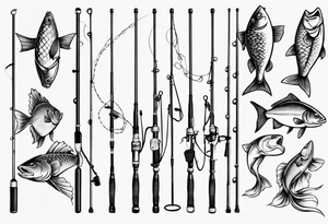 Fishing rod with fish tattoo idea