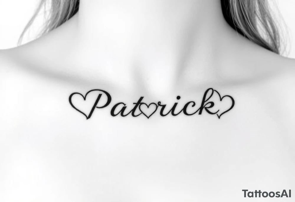 The name Patrick with a hearts tattoo idea