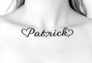 The name Patrick with a hearts tattoo idea