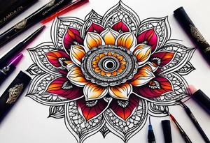 mandala lotus lace third eye tattoo idea
