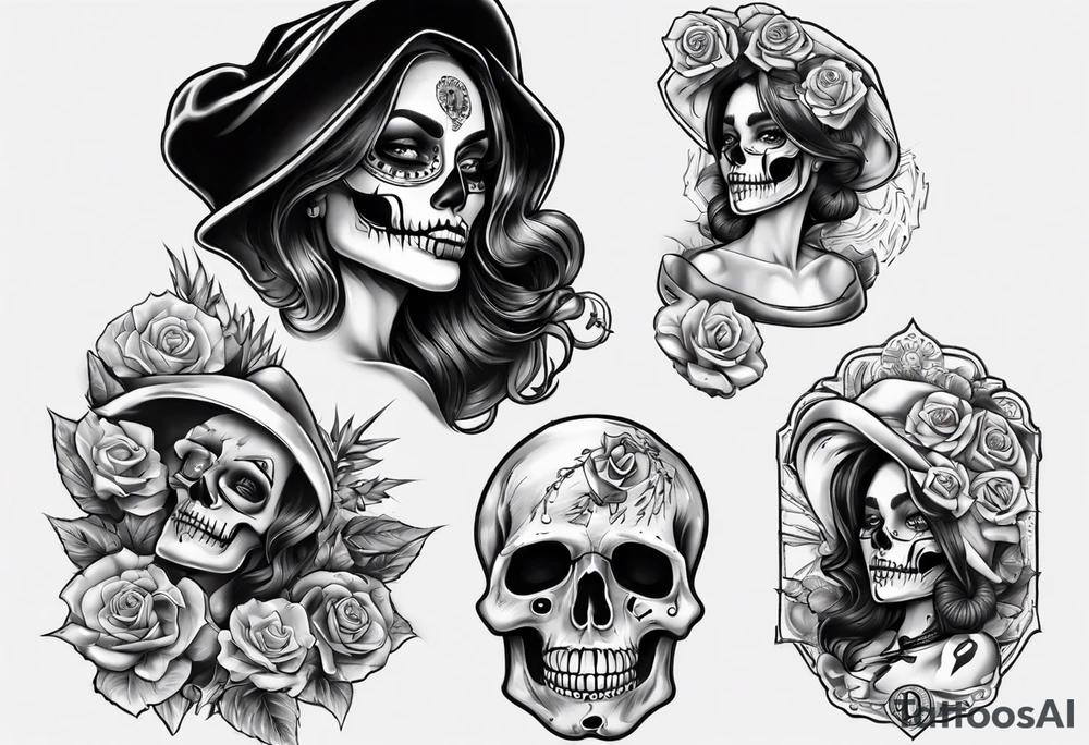santa la muerta with money tattoo idea