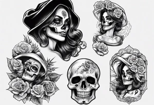 santa la muerta with money tattoo idea