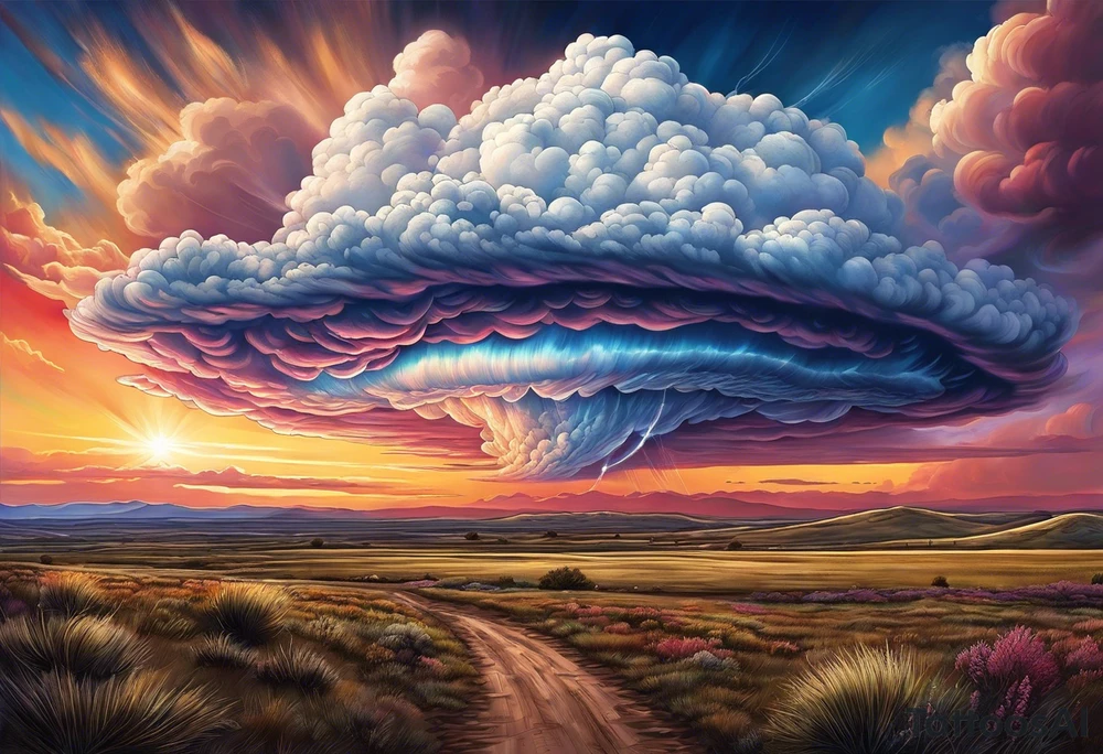 beautiful supercell cloud in vast open Texas lands tattoo idea